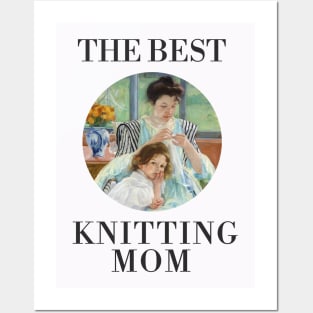 THE BEST KNITTING MOM EVER FINE ART VINTAGE STYLE CHILD AND MOTHER OLD TIMES. Posters and Art